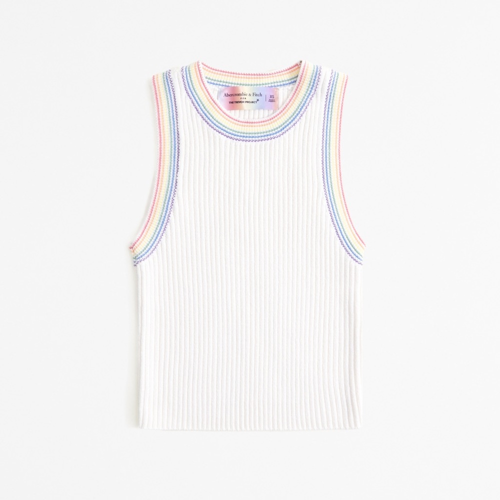 Abercrombie & Fitch Pride Knit Tank with Rainbow Trim